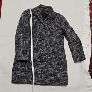 Requirements Black and White Tweed Trench Coat